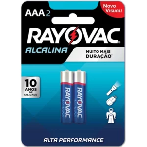 Pilha Alcalina  Palito Aaa Rayovac Cartela com 2 Unidades