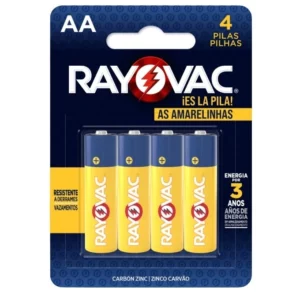 Pilha Zinco Aa Pequena Rayovac Cartela com 4 Unidades Amarela