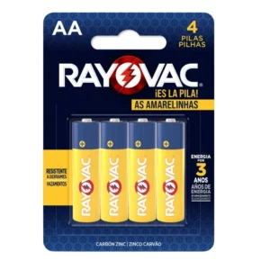 Pilha Zinco Aa Pequena Rayovac Cartela com 4 Unidades Amarela