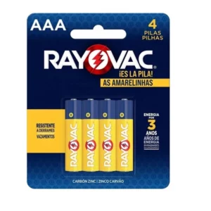 Pilha Zinco Aaa Rayovac Cartela com 4 Unidades Amarela