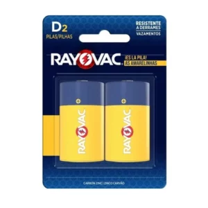 Pilha Zinco D2 Grande Rayovac Cartela com 2 Unidades