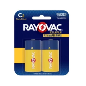 Pilha Zinco C2 Média Rayovac Cartela com 2 Unidades Amarela
