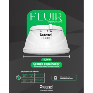 Chuveiro Ducha Multitemperatura Fluir 4t 127v 5500w Branco - Zagonel (ref: Dfr4t55127br01) - Imagem 3
