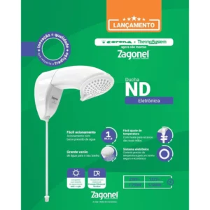 Chuveiro Ducha Eletrônica Nd 127v 5500w Branco - Zagonel (ref: Dndel55127br03) - Imagem 6