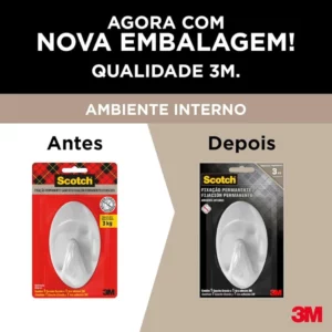 Scotch, 3m, Gancho Adesivo, Fixação Permanente, Sem Furos, Branco, 1 Unidade - Imagem 3
