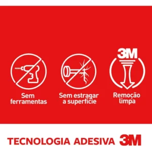 Command, 3m, Gancho, Adesivo Removível Sem Estragos, Transparente, Grande, 1 Unidade - Imagem 3