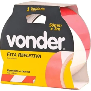 Fita Adesiva Refletiva, 50 X 3 M, Vermelha e Branca, Vonder Vdo2211