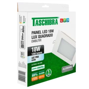 Painel Led de Embutir Quadrado Lux 18w Autovolt Branco 22cm 6500k Luz Branca - Imagem 3