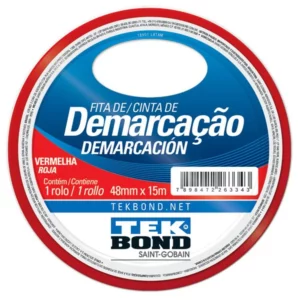 Fita de Demarcação Vermelha 48mm X 15m - Tekbond - Imagem 1