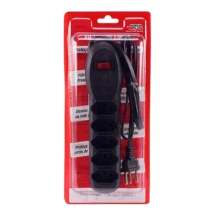 Filtro de Linha Slim com 5 Tomadas 10a Bivolt com 80cm Preto