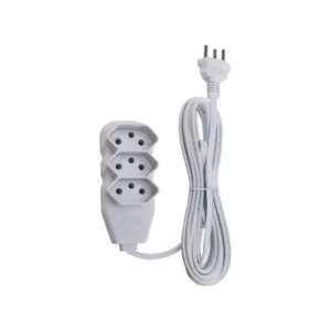 Force Line - Extensao 3 Tomadas Slim Tripolar Branco 10,0m
